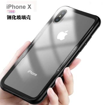 

New For iphone X Case Toughened Glass Anti-knock Soft Edge For Apple X Transparent Case For iphone x