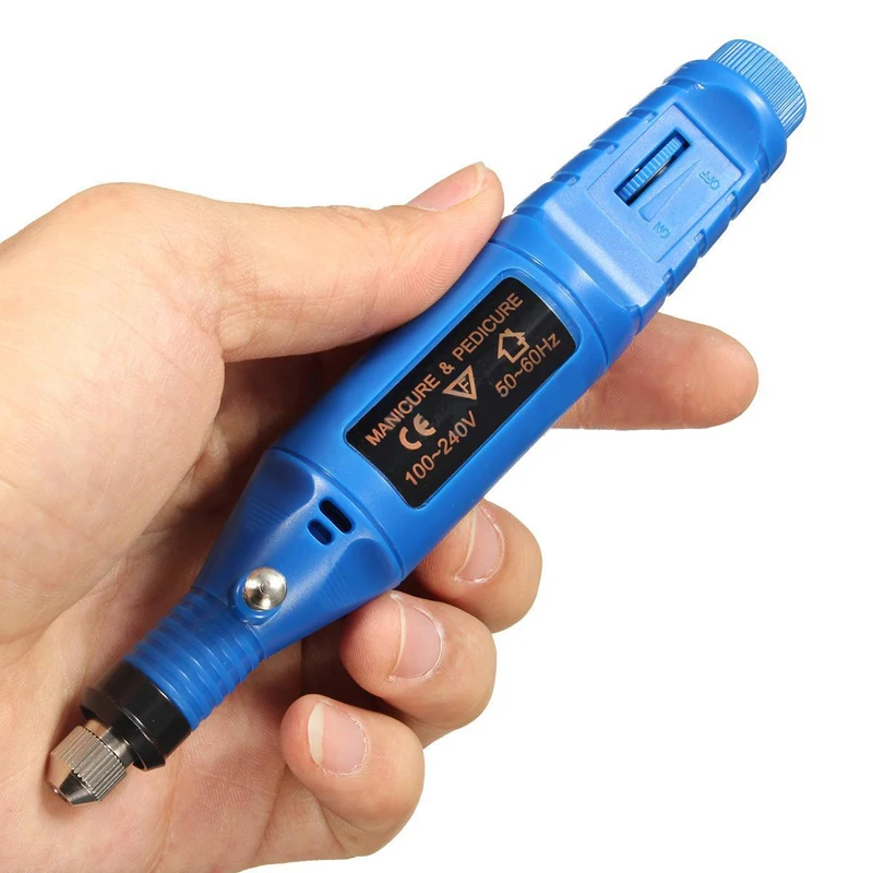 Electric Mini Grinder Polishing Tool Machine Set for Manicure Pedicure Nail Blue