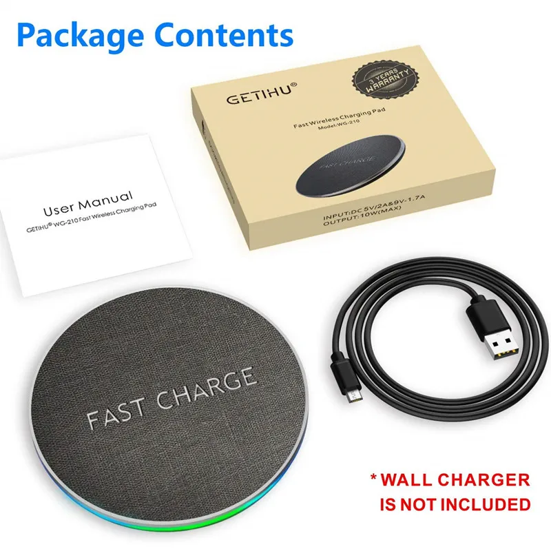 GETIHU 10W Fast Qi Wireless Charger For iPhone 8 Plus X XS MAX XR Wireless Charging Pad For Samsung S8 Note 8 Wirless for Phone GETIHU 10W Fast Qi Wireless Charger For iPhone 8 Plus X XS MAX XR Wireless Charging Pad For Samsung S8 Note 8 Wirless for Phone