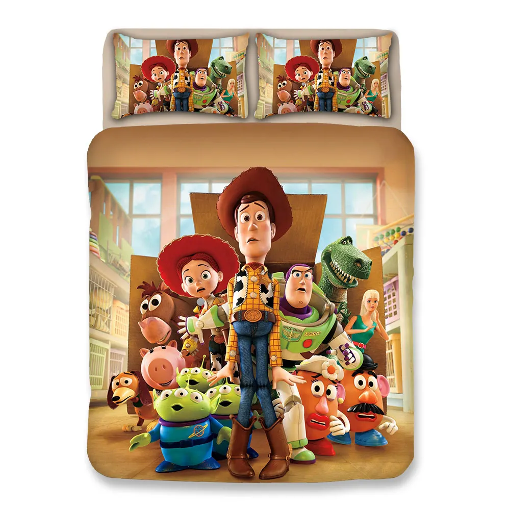 Комплект постельного белья Woody Buzz Lightyear Toy Story, полный размер, пододеяльник, набор для детей, домашний декор, Твин, Квин размер, постельное белье king