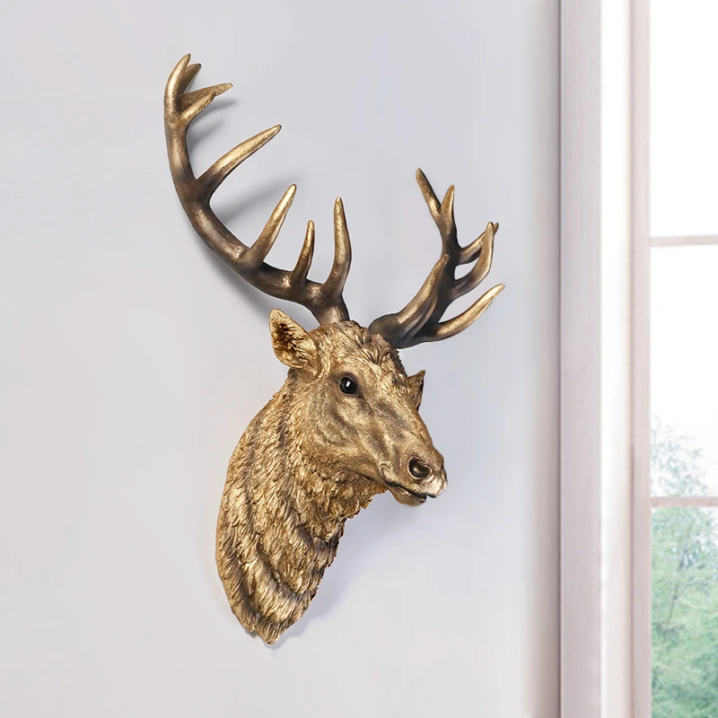 XXXG/European deer head hanging pendant wall simulation animal living