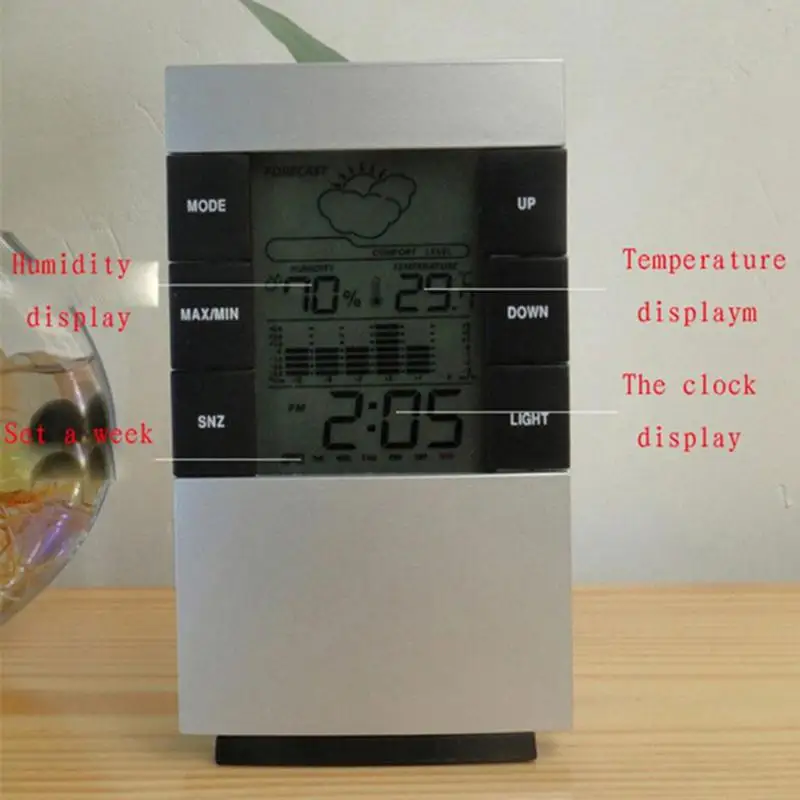 Светодиодный свет цифровой календарь термометр, гигрометр, часы календарь Температура Влажность метр тестер стол будильник