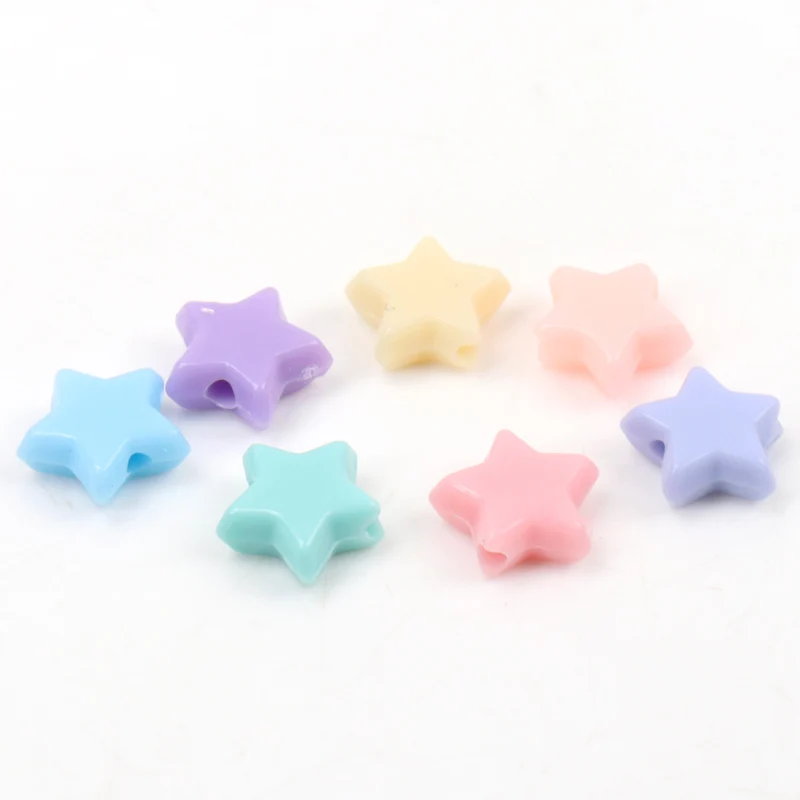 Spring Color Star Acrylic Loose Beads For Jewelry Making Diy Wholesale 10mm 100pcs