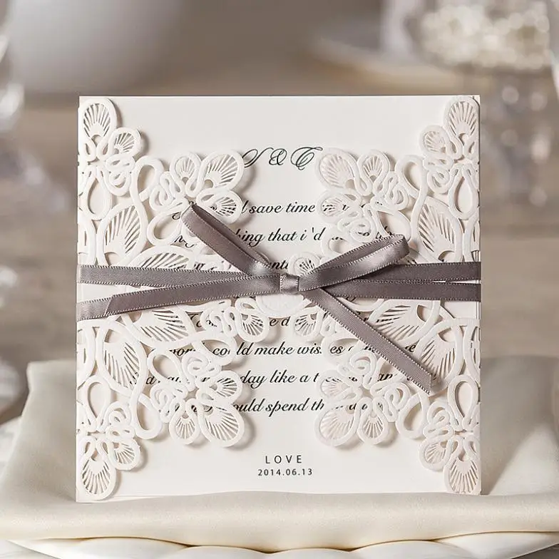 Whole Laser Cut Lace Wedding Invitations Wpl0042 100pcs New Brown Kraft Paper Tags Label Luge Wedding Note Diy Blank Price Hang Tag Gift Whole