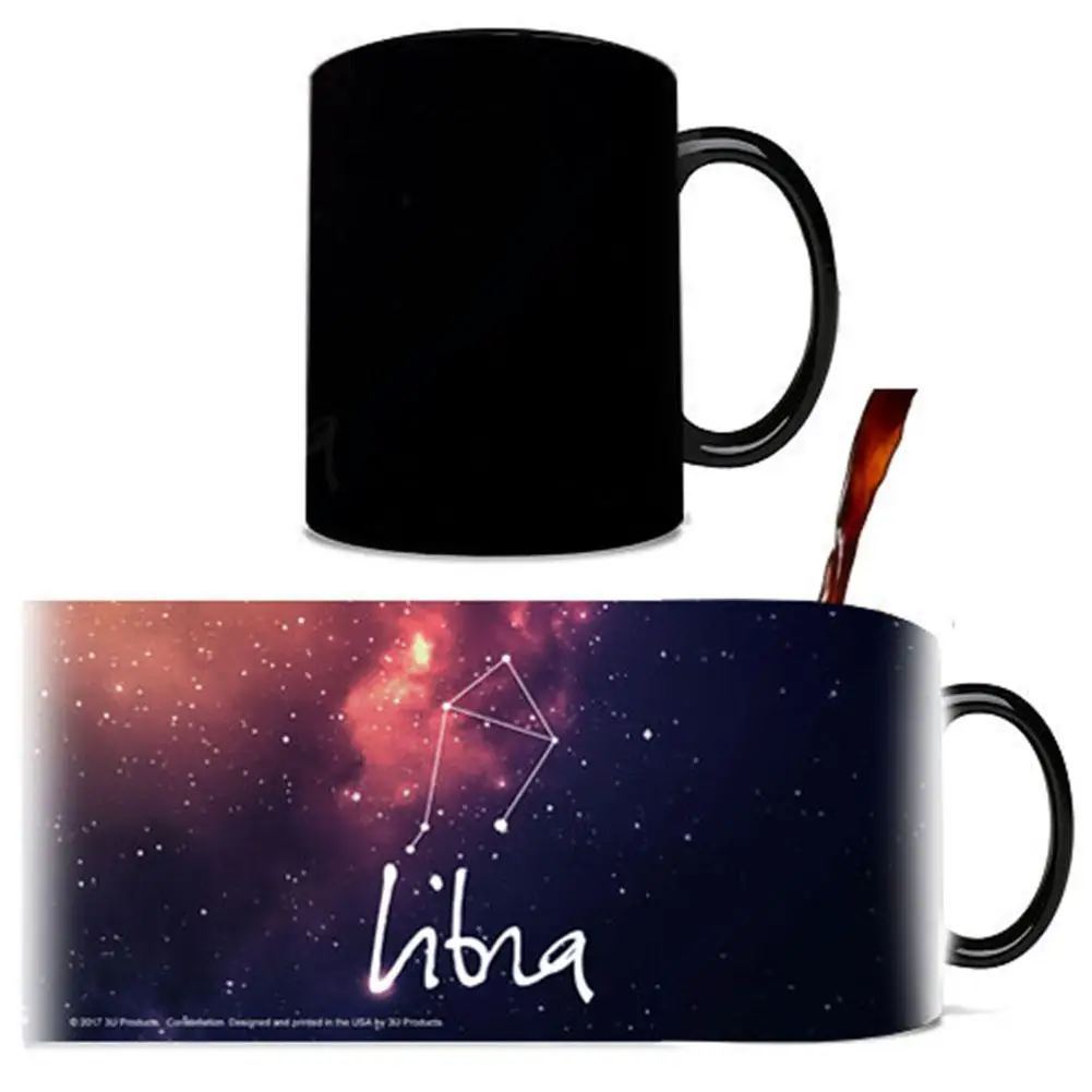 Libra Стильная 12 созвездие керамическая меняющая цвет кружка довольно Кофе Молоко чай чашка звезда солнечные системные кружки подарок украшение 10 унций - Цвет: Libra