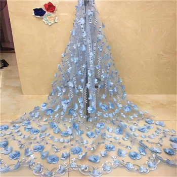 

African Lace Fabric High Quality Lace Luxury Fabric French Nigerian Beads Lace Fabric 3d Embroidery Wedding Lace