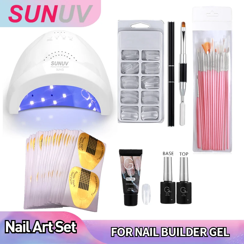 

SUNUV SUNone UV LED Nail Dryer Lamp Manicure Set Poly Extension Gel Kits Building Gel Nail Polish Top Base Coat UV Gel Nail Art