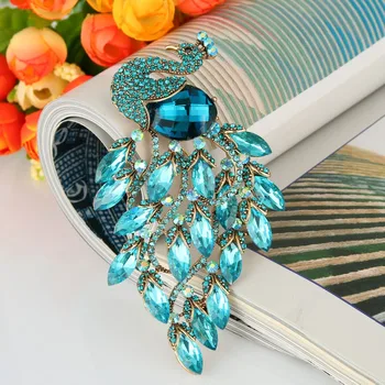 

Tuliper Peacock Pins Animal Peafowl Brooch Crystal Rhinestone Brooches Women Men Suits Clothes Jewelry Accessories