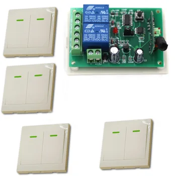 

New DC12V 24V 2CH Wireless Remote Control Switch System Receiver+4*Wall Panel Remote Transmitter Sticky Remote Smart Home Switch