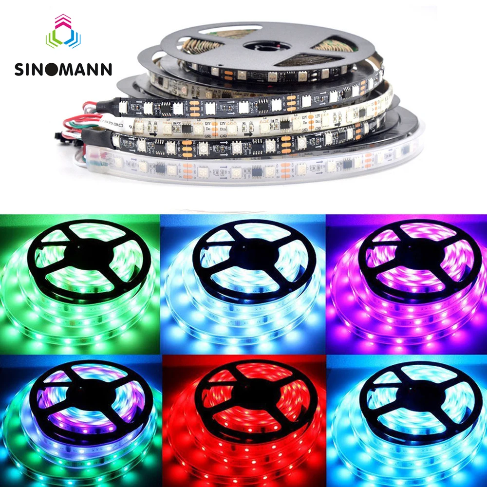 WS2811 5050 SMD RGB полосы адресные 30/48/60leds/M светодиодные пикселей Внешний 1 ic управления 3 светодиода 5 м/roll 16.5ft DC12V