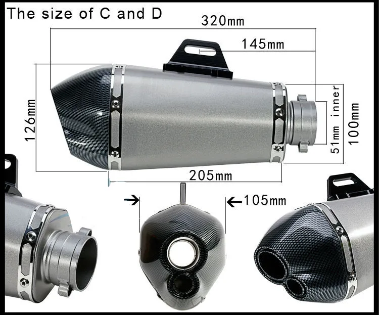 

36-51mm Universal Motorcycle Modified exhaust Yoshimura Exhaust Muffle GY6 for HONDA R1 R3 R6 FZ6 mt09 mt07 ATV Dirt pite bike