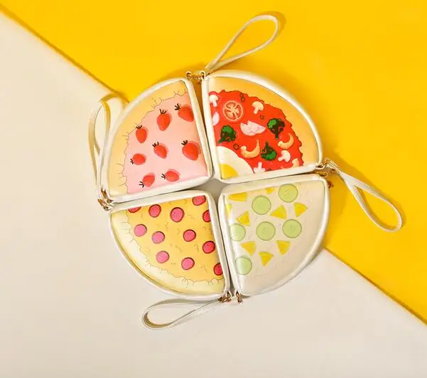 

Angelatracy 2019 New Arrival Pizza Bag Female Candy Color Creative Individual Character Bag Handbag Change moneybag Coin Purses