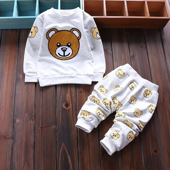 

spring baby boys girls cartoon bear clothing sets sports t-shirt + pants suits infant boy clothes leisure tracksuits