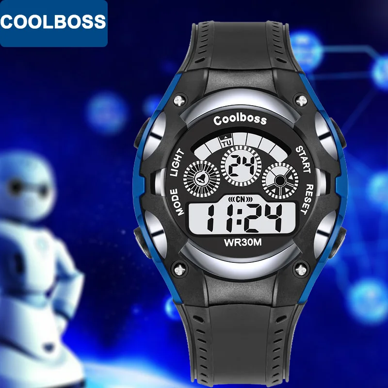 COOLBOSS Спорт студент, дети, часы Дети часы обувь для мальчиков девочек ребенок 2019 светодиодная цифровая электронная наручные часы мальчика