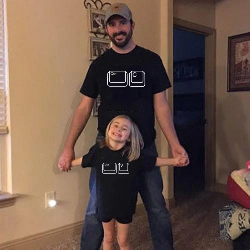

Ctrl C Ctrl V Family Matching T Shirt Man Son Daughter Dad T Shirt Tops Kids Baby Girl Boys Casual T Shirt Father and Children