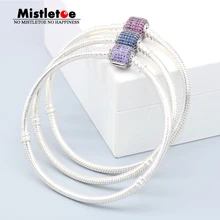 Аутентичные стерлингового серебра 925 фирменной застежкой браслет, фантазии фиолетовый красные, синие CZ Для женщин цепи змейки Fit Eurpeon Европейский ювелирные изделия