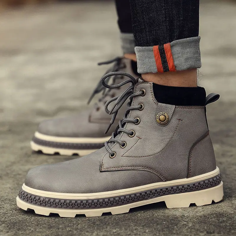 

MIUBU Man Warm Waterproof Rain Boots Shoes 2019 New Men's Ankle Snow Boot Boots Fashion men Winter Shoes Martin boots