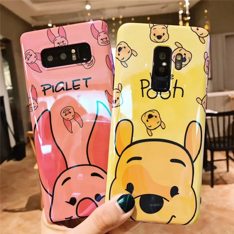 For Samsung S8/S9 Winnie bear case for Galaxy Note9 blue light cover for Note8 cartoon silicone shell for S8/S9 plus couple gift