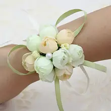 

6 Colors Rose Wrist Corsage Bridesmaid Sisters hand flowers Artificial Bride Flowers for Wedding Party Decoration Bridal Prom