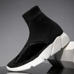 Носок кроссовки зимние кроссовки Для мужчин высокие ботильоны balenciaca кроссовки размер 35-47 эластичная ткань черный женская спортивная обувь