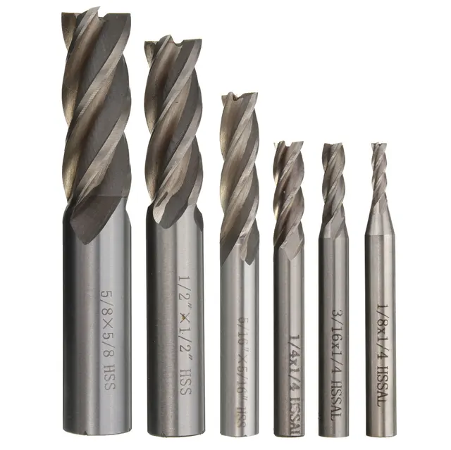 1PC 6 Size HSS Straight Shank Twist Drill Bit Design AL End Mill Cutter