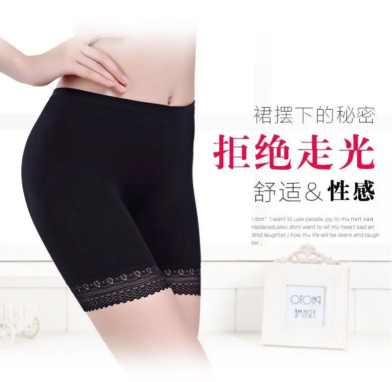 Boxer femme Women Soft Cotton Lace Seamless Safety Shorts Pants Summer Under Skirt Shorts Modal With Pockets short feminino