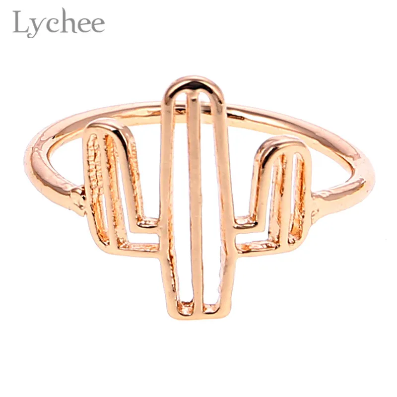 Lychee трендовые металлические кактусы полые женские кольца Золотой Цвет