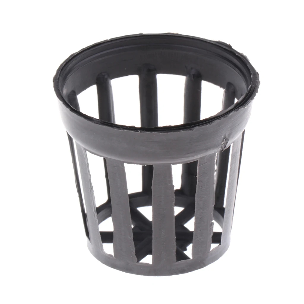 100 pcs Round Aquatic Plant Basket Black Slotted Mesh Net Pot for Hydroponics S