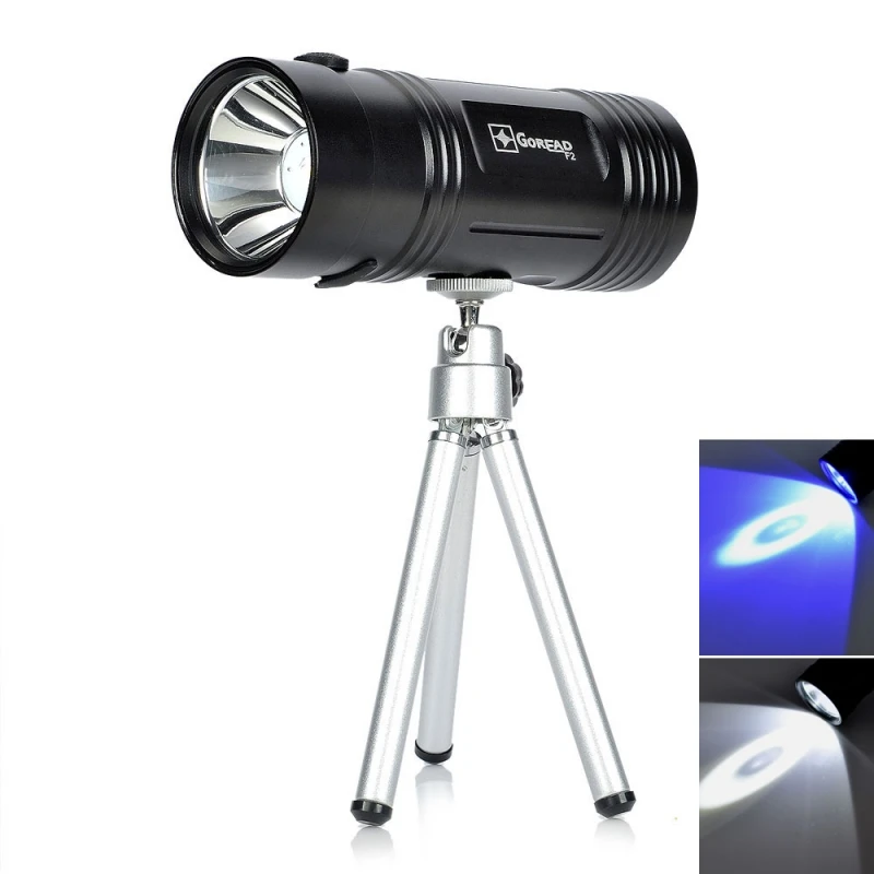 

Blue & White Light Dual-LED 6-Mode Rechargeable Fishing Light with Tripod Black