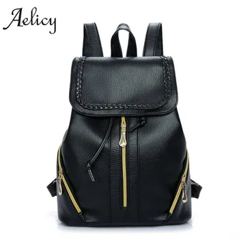 

Aelicy Luxury Backpack Women Leather Backpacks Softback Preppy Style Bag Casual Backpacks For Teenage Girls mochila feminina