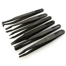 6 шт./Партия набор прецизионных пинцетов Пластик Анти-статический Портативный гибкий ящик для инструментов Размеры 1/2/3/5/6/8 черный Высокое качество