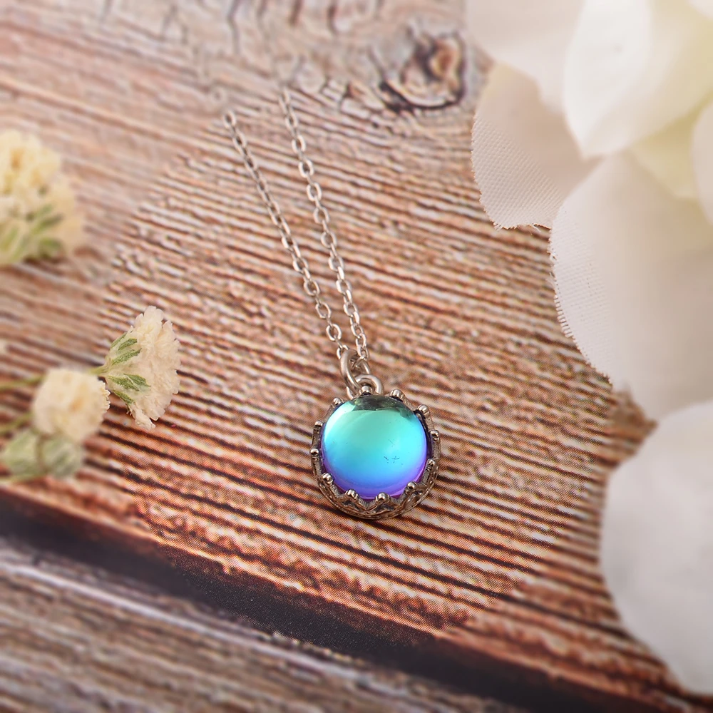 

MosDream Blue Aurora Pendant Necklace Round Lace s925 sterling silver Crystal Romantic Find Jewelry for women Elegant Gift