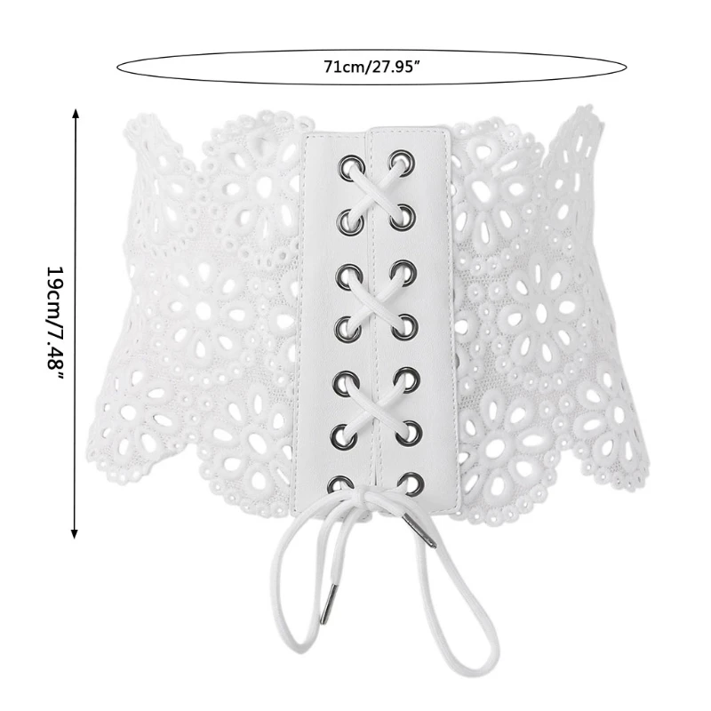 KLV модный шикарный женский широкий корсет на шнуровке, форма ремня, кружевной полый эластичный пояс, пояса-кушаки, белый, черный