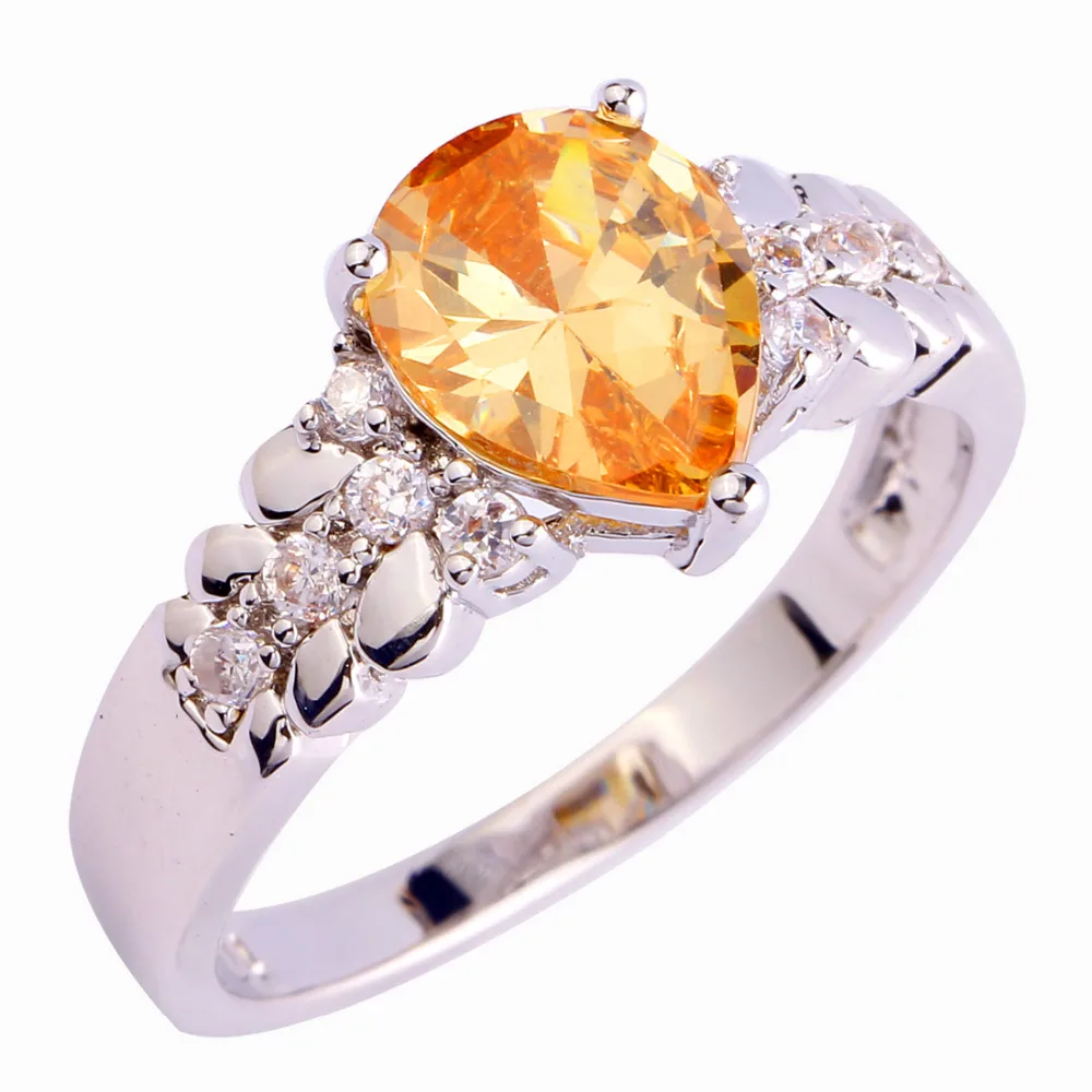 New Fashion Morganite Silver Color Ring Size 10 Exalted Inexpensive Pear Cut Jewelry Gift For 