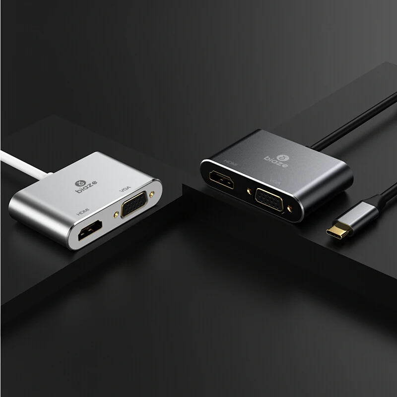 Biaze Тип C на адаптер HDMI VGA usb к 4 K Thunderbolt 3 для samsung Galaxy S9/S8 huawei Коврики 20/P20 Pro USB из