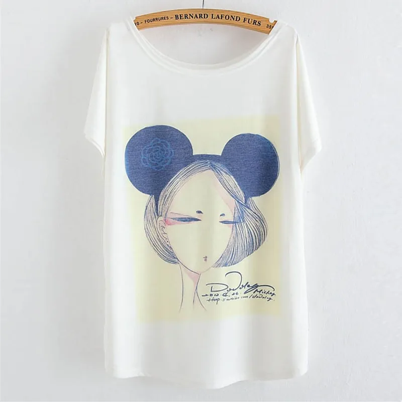 

2019 Summer Fashion Big Size Women Clothes Tops Tees Girls Printing Cotton T-shirt Women's Short Sleeve Batwing Sleeve Tshirt