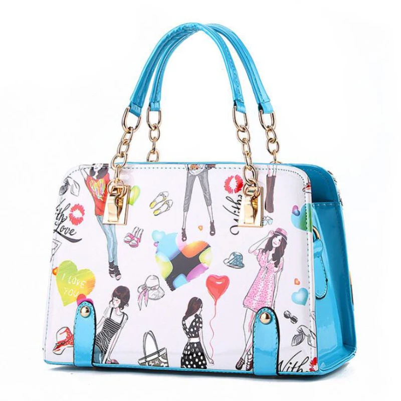 FGJLLOGJGSO العلامة التجارية الإناث لينة قذيفة حقيبة كتف مفردة جديد النساء المطبوعة حقيبة يد فاخرة حريمي السيدات المعادن سلسلة crossbody أكياس