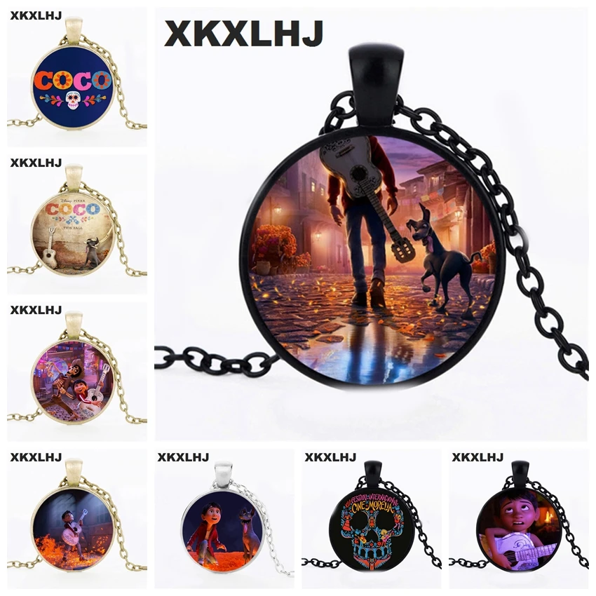 

NEW! Miguel Dante Pendant Necklace Coco Movie Fantasy Musical Charm Pet Dog Alloy Silver Glass Cabochon Jewelry New Arrival