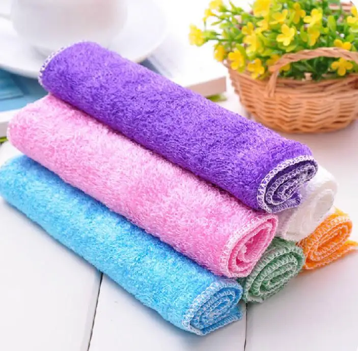 New 5Pcs/Lot Bamboo Fiber Hand Cleaning Kithchen Dish Cloth Dishcloths Washing Cloth Cleaning