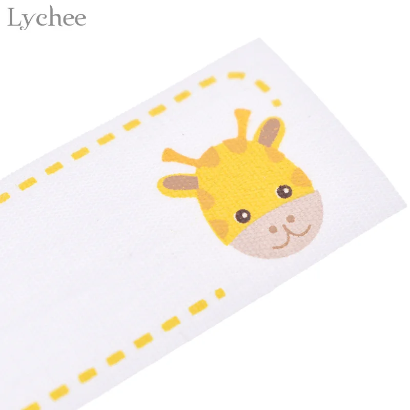 Lychee 6pcs/pack Cute Cartoon Animal Name Sticker Patches Iron On Handwritten Name Patch DIY Clothing Applique Accessory