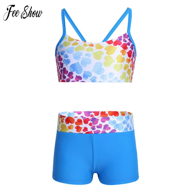 Baby 4 12 Years Old Girls 2PCS Tankini Heart shaped Pattern Bowknot ...