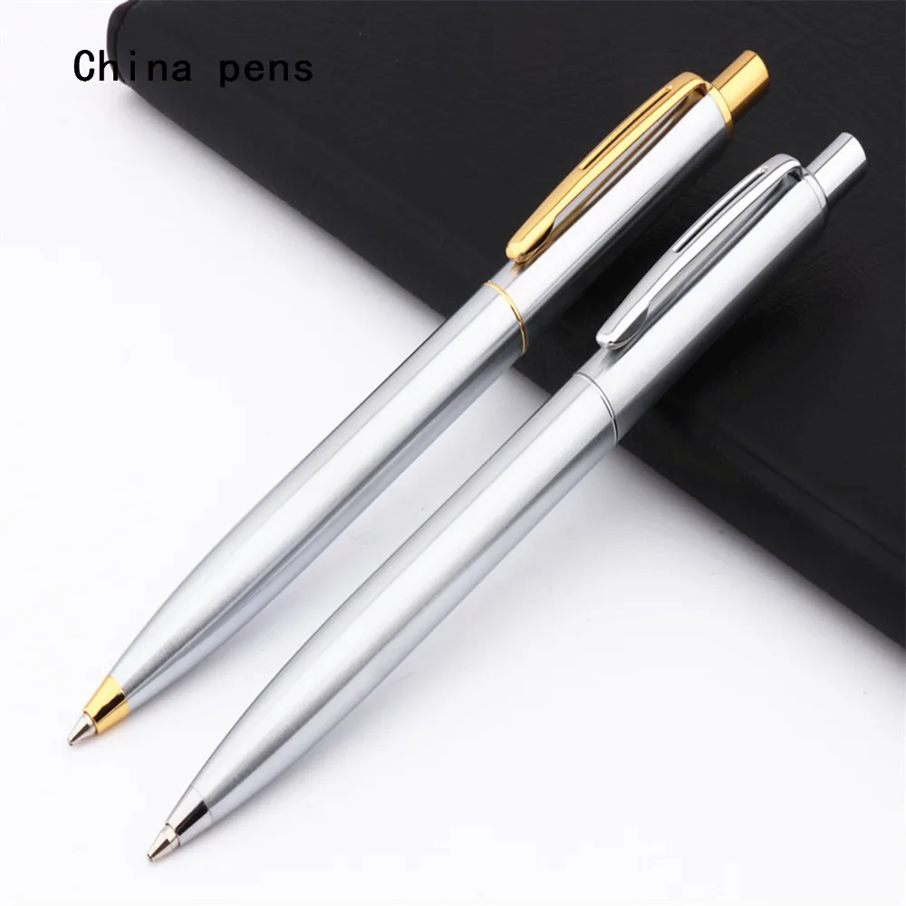 

High quality 039 Push Gold and Silver colour Business office Medium Nib Ballpoint pens New Stationery Office School Supplie