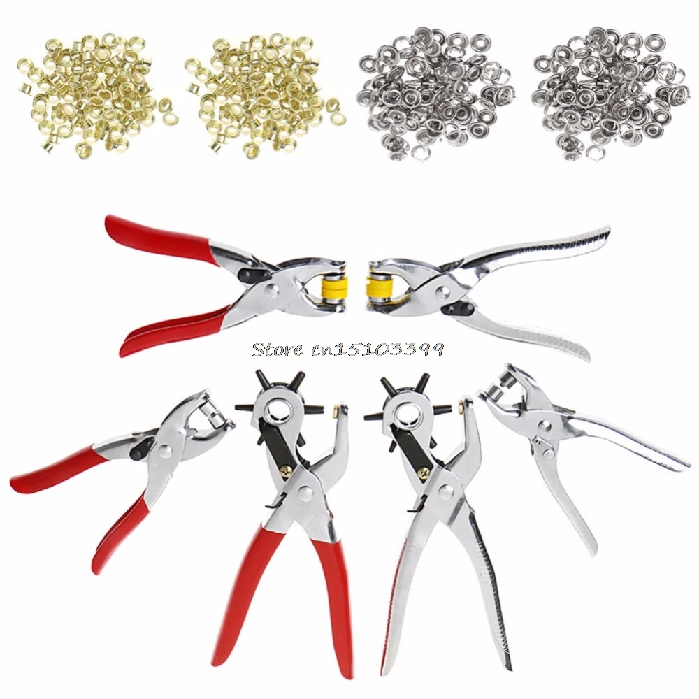 

128Pcs Leather Hole Punch Repair Tool Eyelets Grommets + Pliers Kit G08 Whosale&DropShip