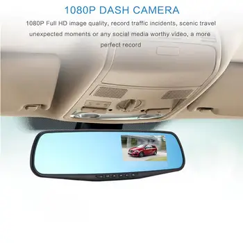 

4.3 Inch Car DVR Dash Cam Black Dual Lens Rear View Mirror Auto Dashcam Recorder Registrator Video Full Hd Dash Camera Vehicle