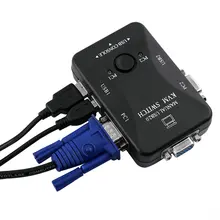 2 Port USB KVM Switch Switcher Box VGA SVGA Adapter Splitter Auto Controller Mouse Keyboard 1920*1440 with 2 Piece Cable