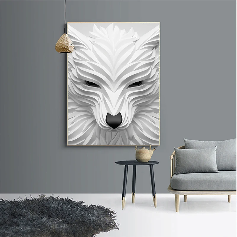 

HD Wall Art Picture Canvas Oil Painting Animal Poster For Living Room Home Decor Blue Birds And White Dogs No Frame