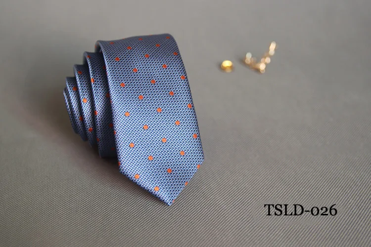 Заводские 5 см классические мужские Узкие галстуки полиэстер шелк однотонный узор в горошек узкий жаккардовый тканый узкий галстук для жениха - Цвет: TSLD-26
