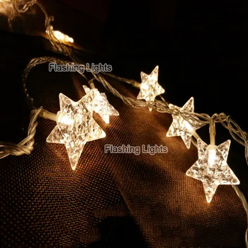 

8M 50 LED Battery Five pointed Star christmas lights outdoor fairy string lights for wedding new year Xmas Garlands decoration
