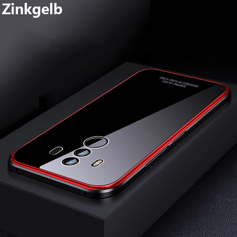 

For Huawei Mate 10 Pro Cover Case Luxury Hard Metal Aluminum Tempered Glass Protective Armor Phone Case for Mate 10 Back Cover