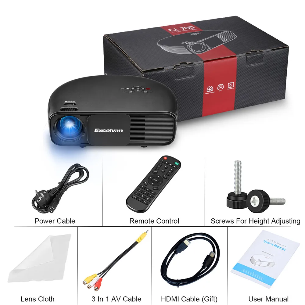 Excelvan CL760 обновленный ЖК проектор CL720 HD 3200 люмен 1280*800 LED 1080P Видеоигры ТВ домашний